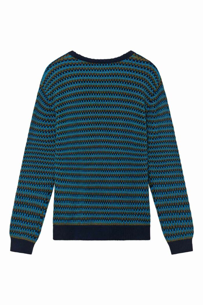 Biologisch katoenen gebreide trui blauw-groen