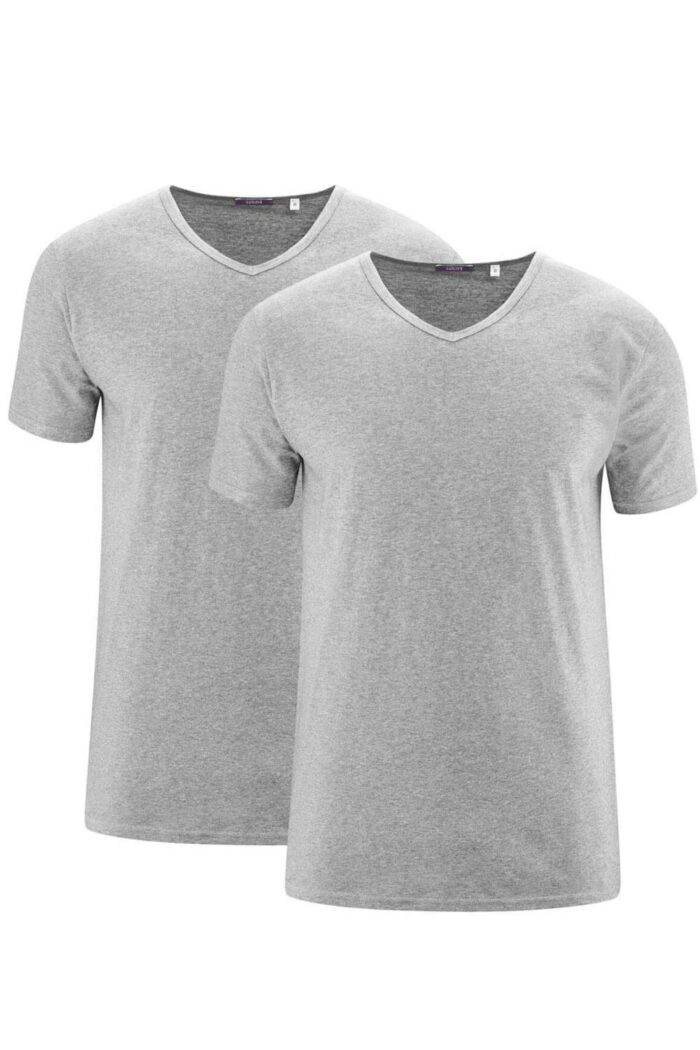 2-pack T-shirt v-hals grijs melange