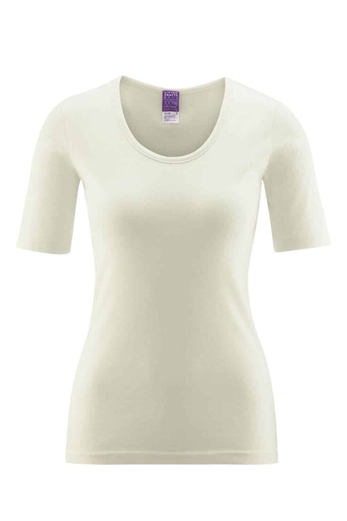 T-shirt 100% biokatoen korte mouw, off-white