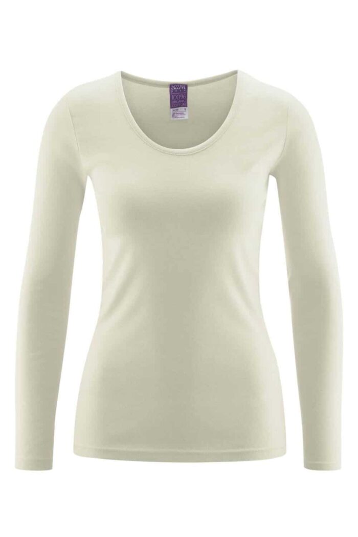 Shirt lange mouwen 100% biokatoen, off-white