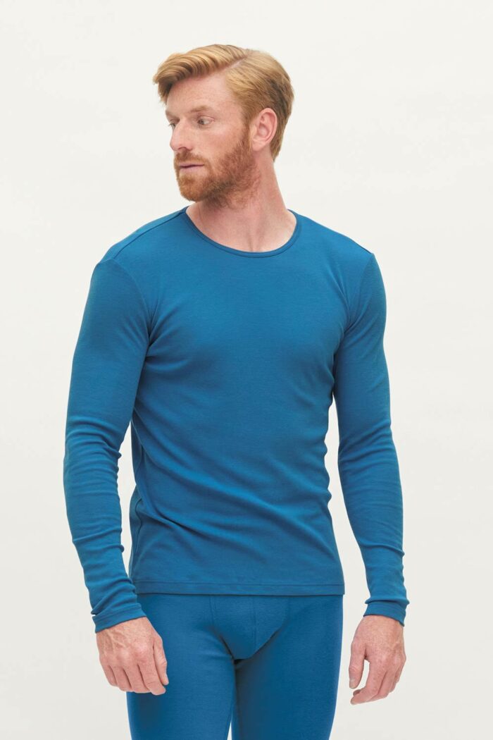 Longsleeve wol katoen blauw - Afbeelding 2
