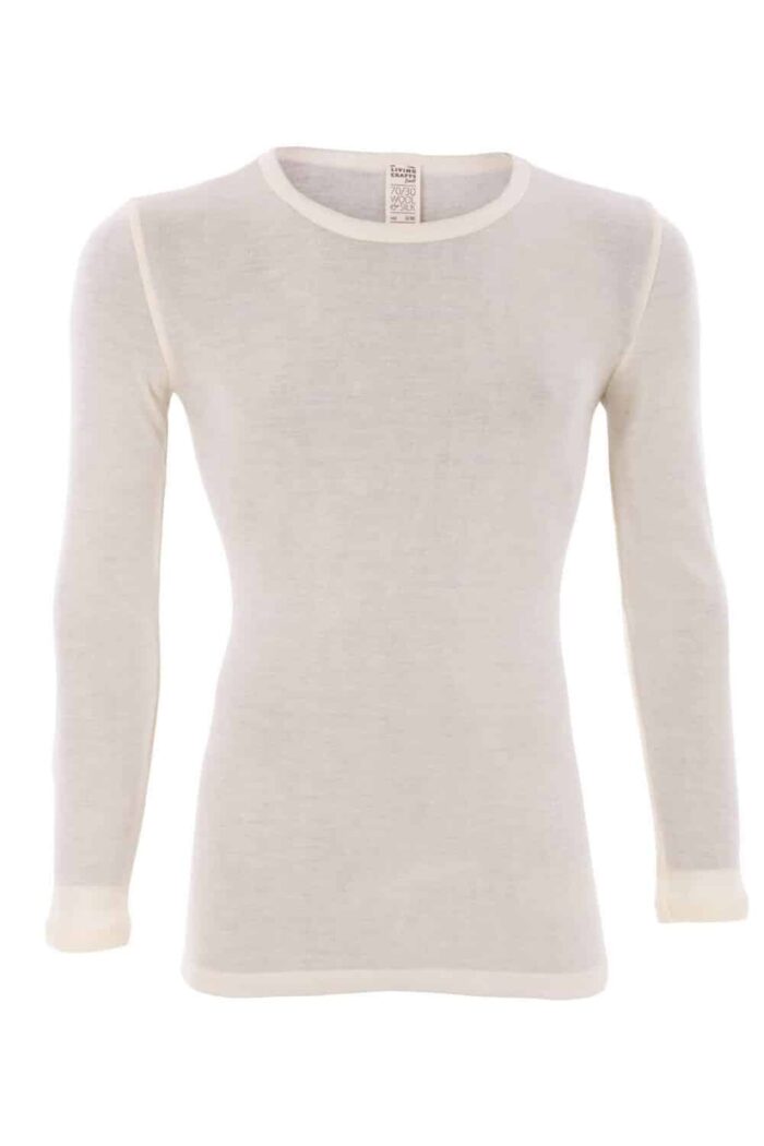 Shirt lange mouw wol-zijde natuur