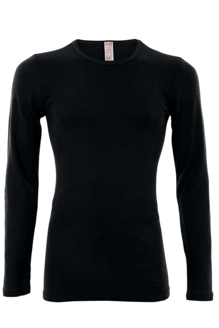Shirt lange mouw wol-zijde zwart
