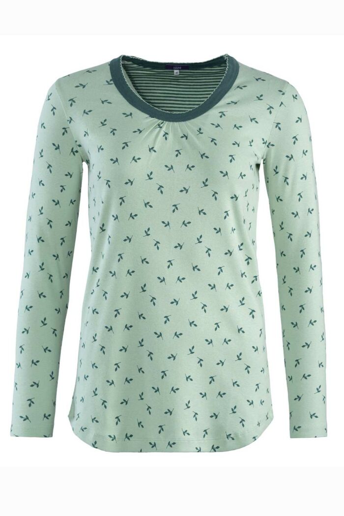 Pyjamashirt met lange mouw blaadjesprint - Afbeelding 2