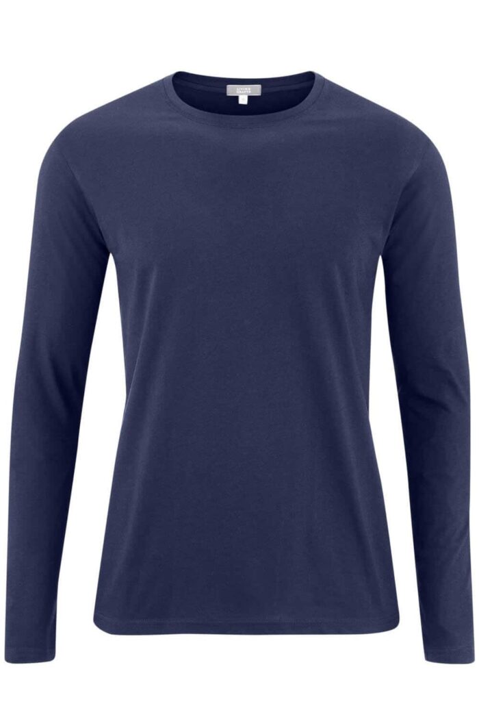 Heren longsleeve biokatoen donkerblauw