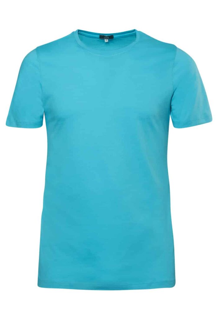 T-shirt biokatoen met ronde hals aquablauw