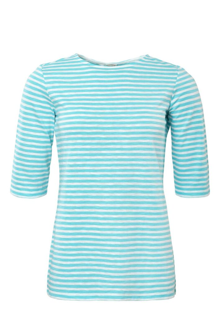 Shirt driekwart mouw lichtblauw gestreept