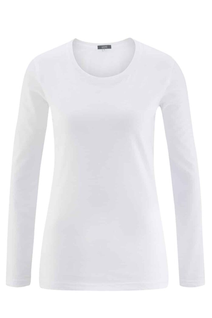 Dames lange mouwenshirt basic Wit