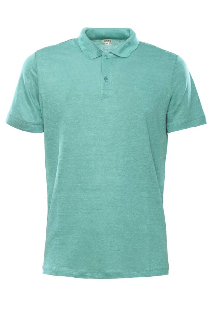 Linnen polo-shirt blauwgroen