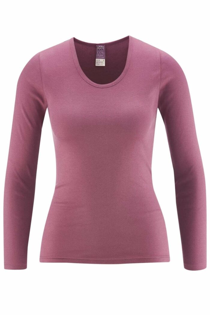 Shirt lange mouwen 100% biokatoen, roze