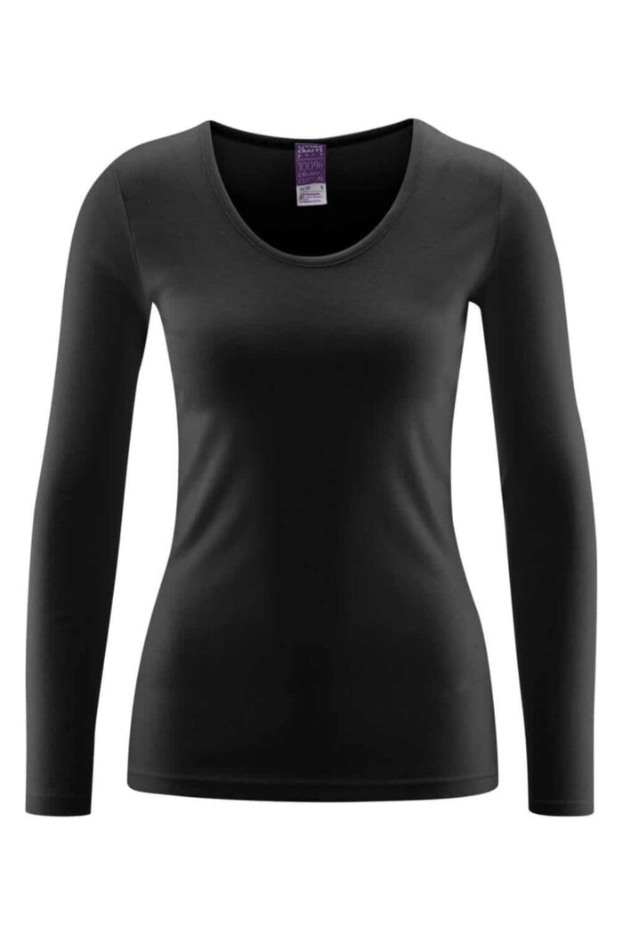Shirt lange mouwen 100% biokatoen, zwart