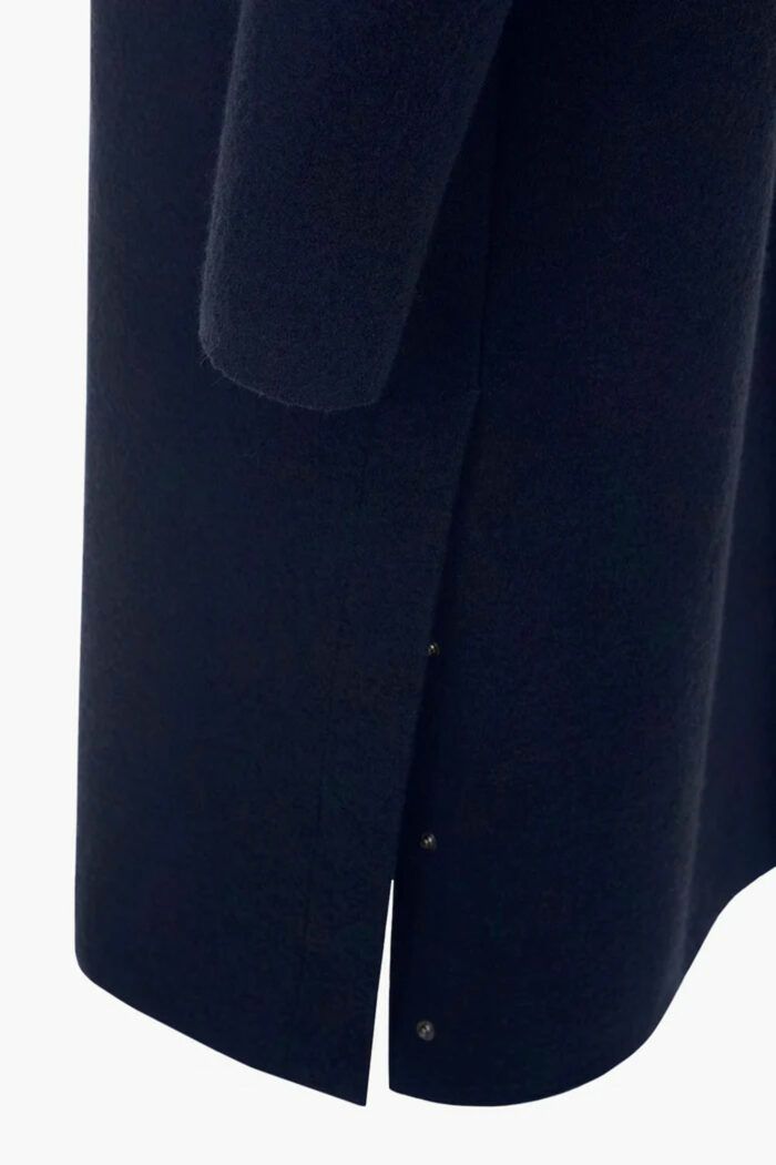 Lange wollen jas met capuchon donkerblauw - Afbeelding 3