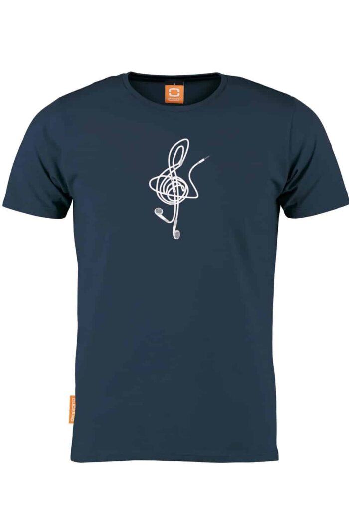 T-shirt ronde hals Lost in music donkerblauw