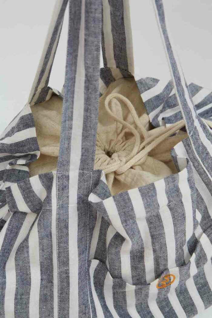 Grote linnen tas gestreept - Afbeelding 2