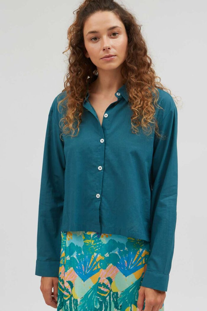 Korte overhemdblouse groen