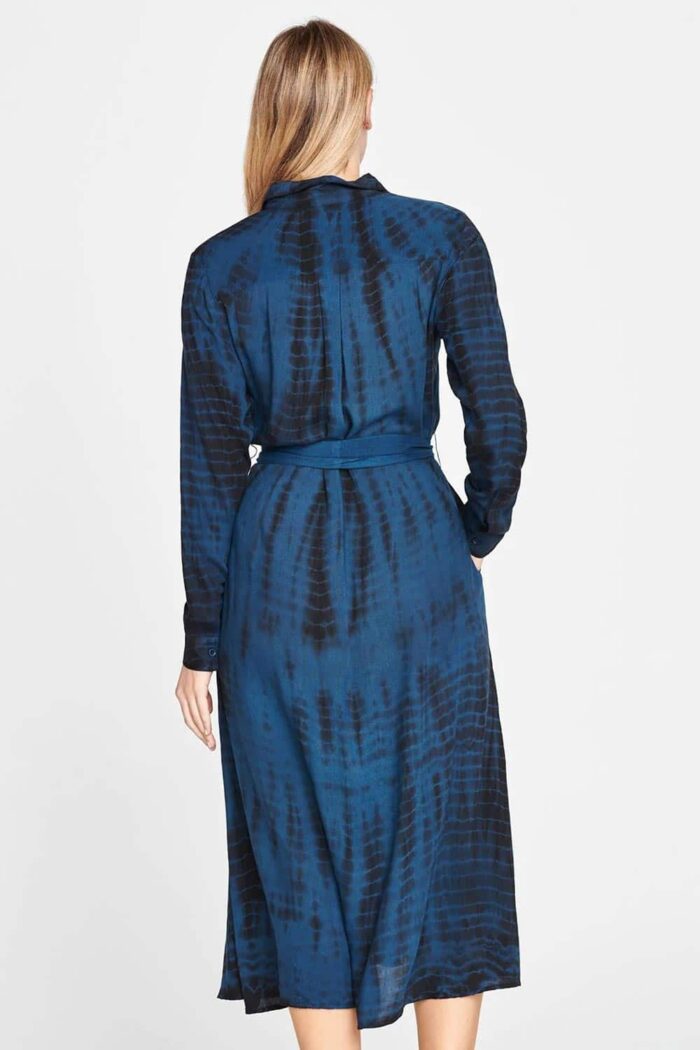 Doorknoopjurk blauw met zwart - Afbeelding 3