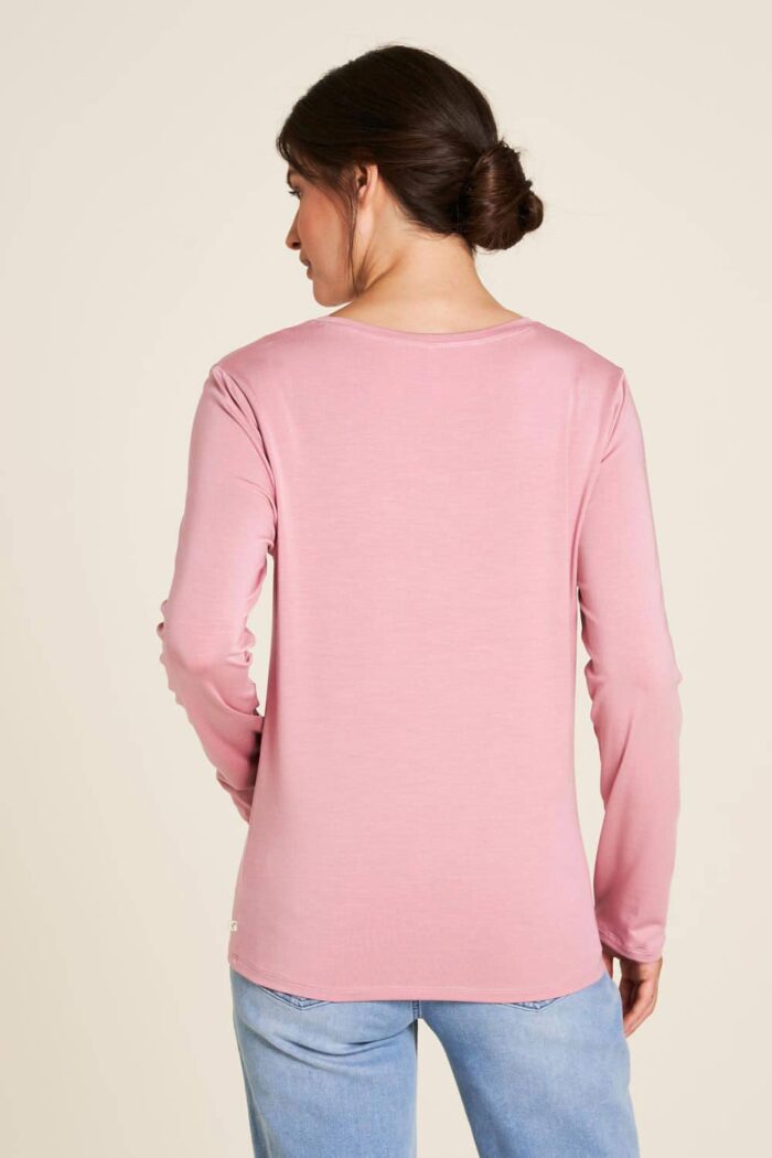Basic v-hals shirt tencel licht roze - Afbeelding 4