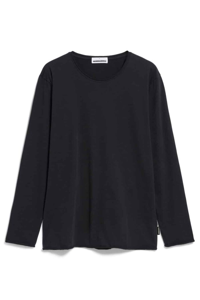 Biokatoenen longsleeve/dunne sweater zwart