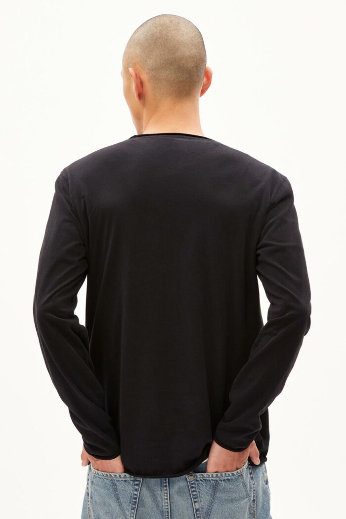Biokatoenen longsleeve/dunne sweater zwart - Afbeelding 3