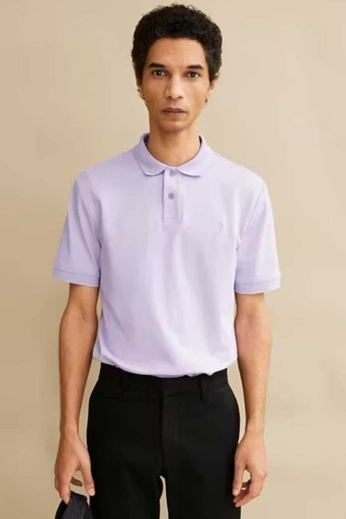 Poloshirt biokatoen lila - Afbeelding 2