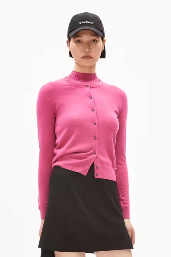 Damesvest merinowol roze - Afbeelding 2