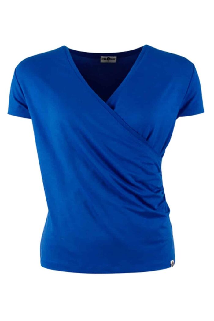 Overslagshirt korte mouw blauw