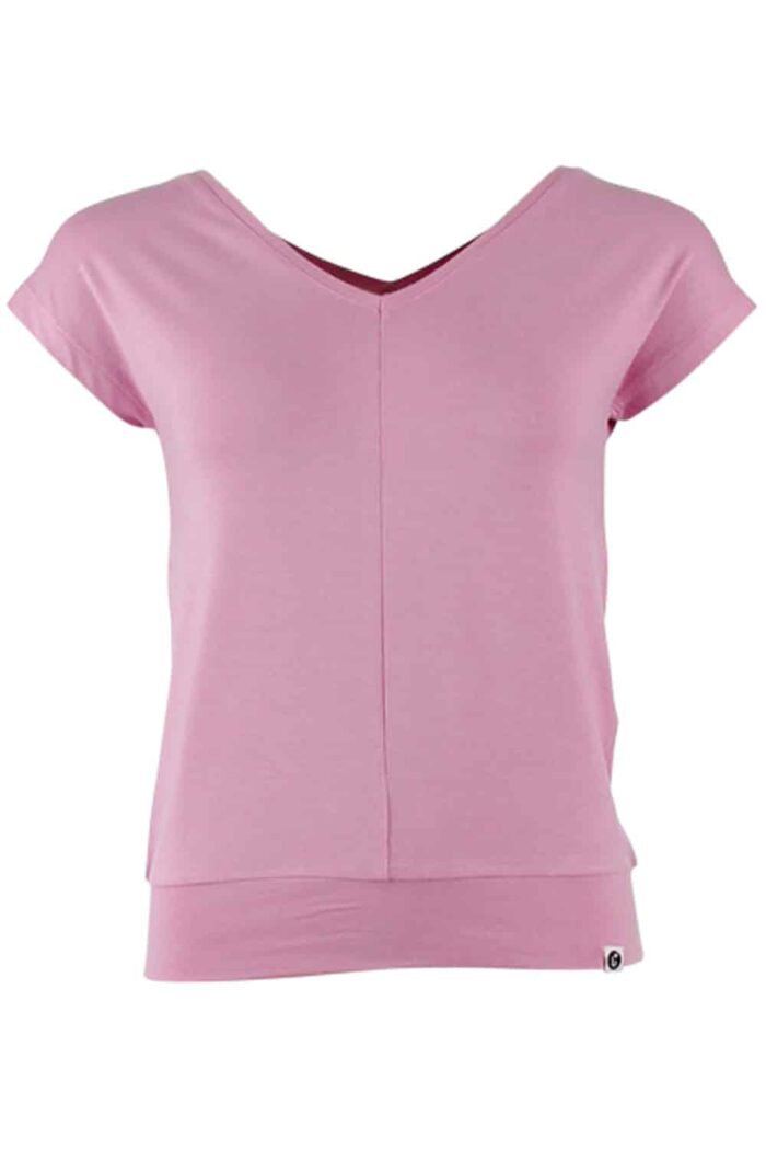 T-shirt v-hals voor en achter roze - Afbeelding 2