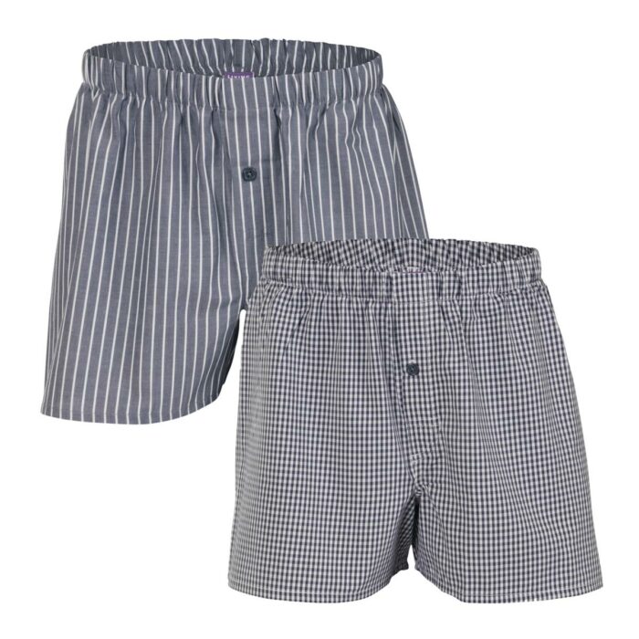 Dubbelpack geweven boxershorts grijs