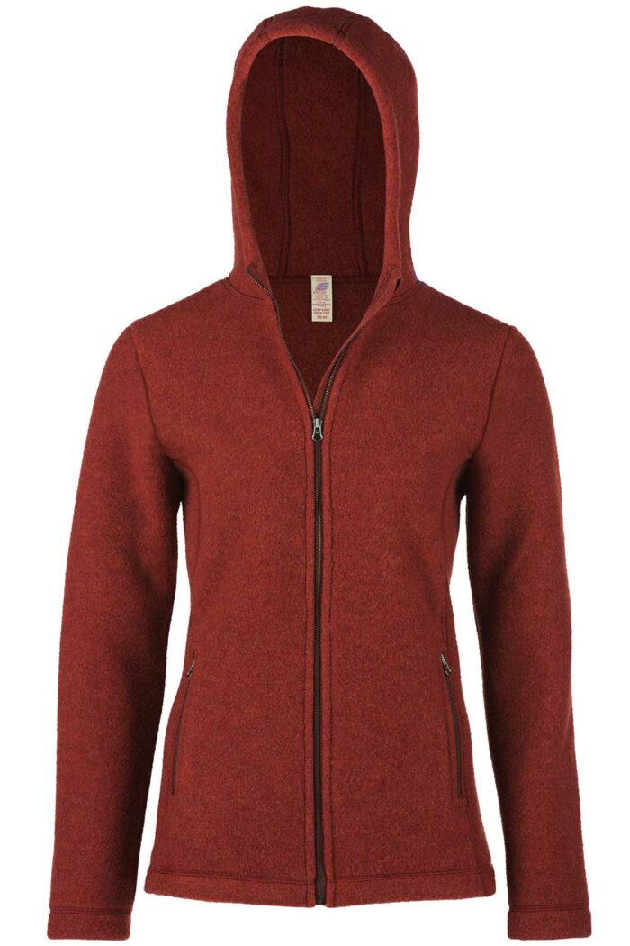 Wollen damesfleecevest met capuchon