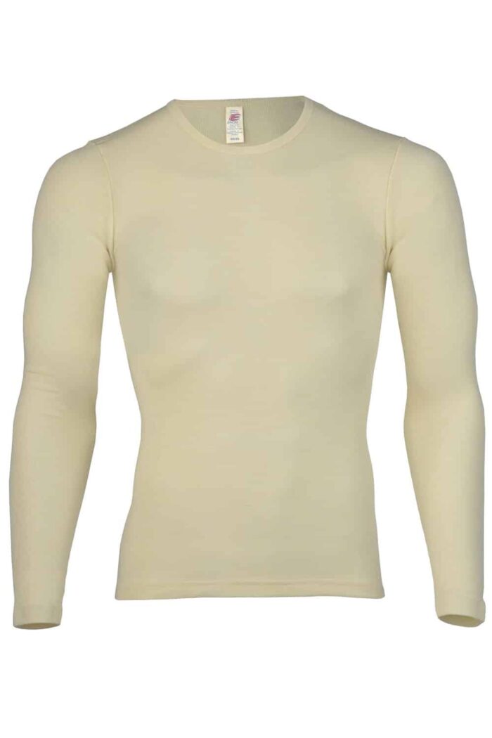 Ecru wol-zijden longsleeve heren