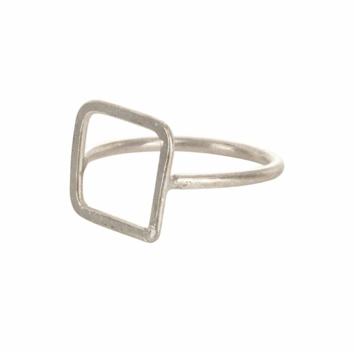 Zilveren ring vierkant