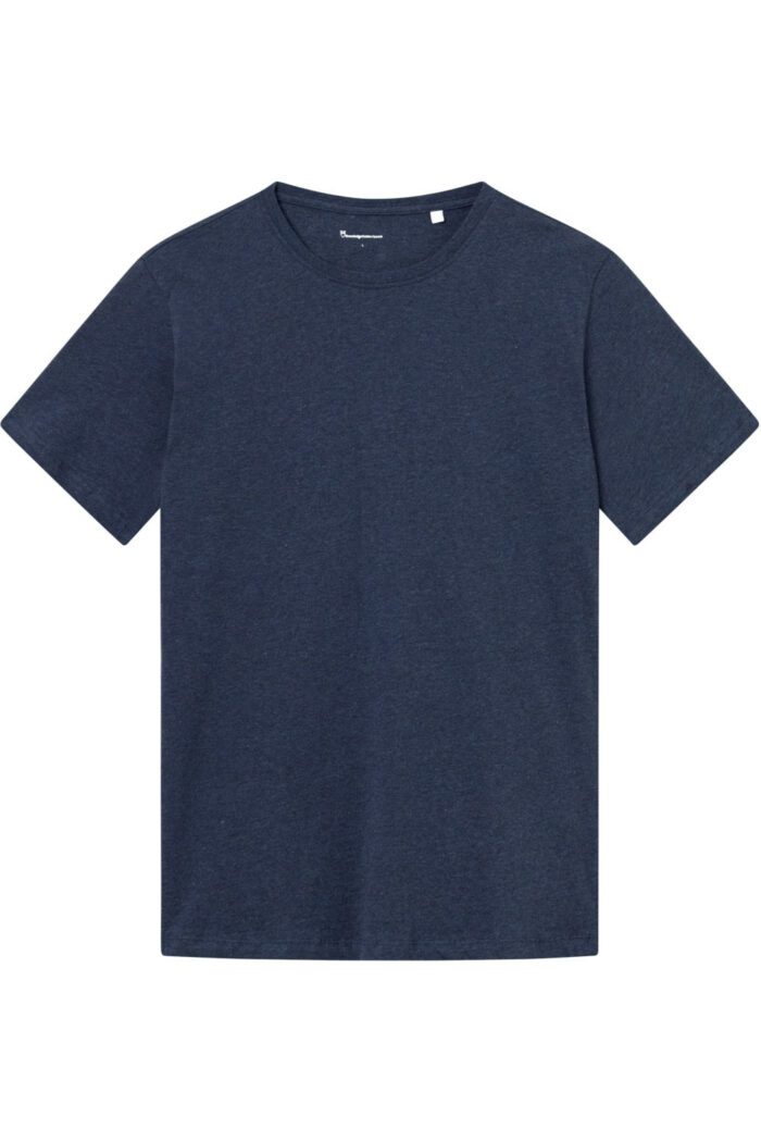 Basic t-shirt biokatoen blauw melange