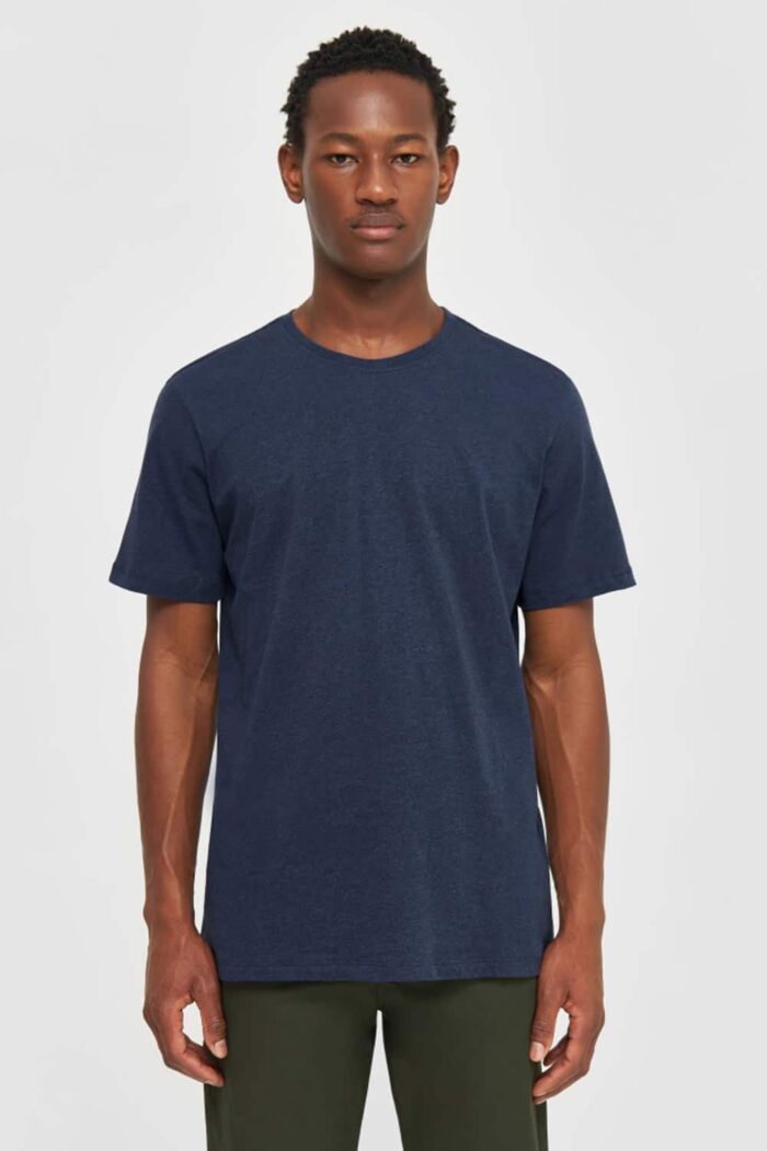 Basic t-shirt biokatoen blauw melange - Afbeelding 2