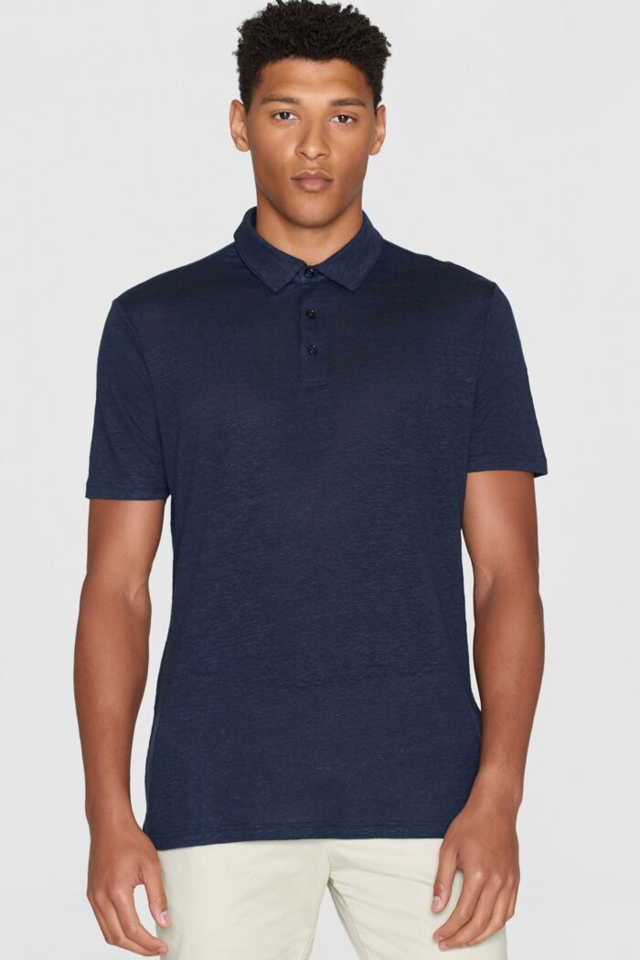 Linnen polo donkerblauw - Afbeelding 2