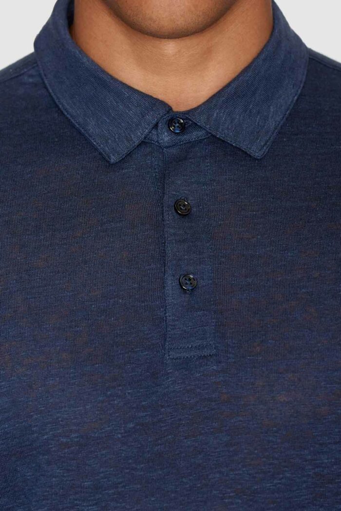 Linnen polo donkerblauw - Afbeelding 4