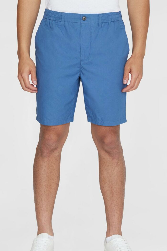 Korte broek met elastiek in de taille blauw