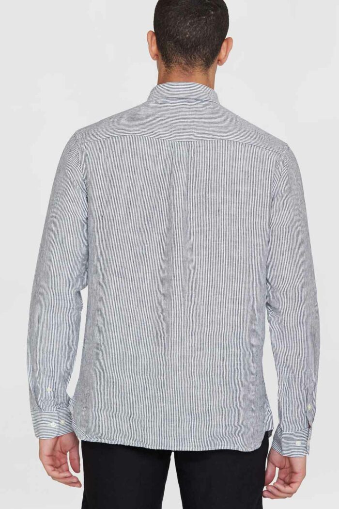 Linnen overhemd blauw gestreept - Afbeelding 3