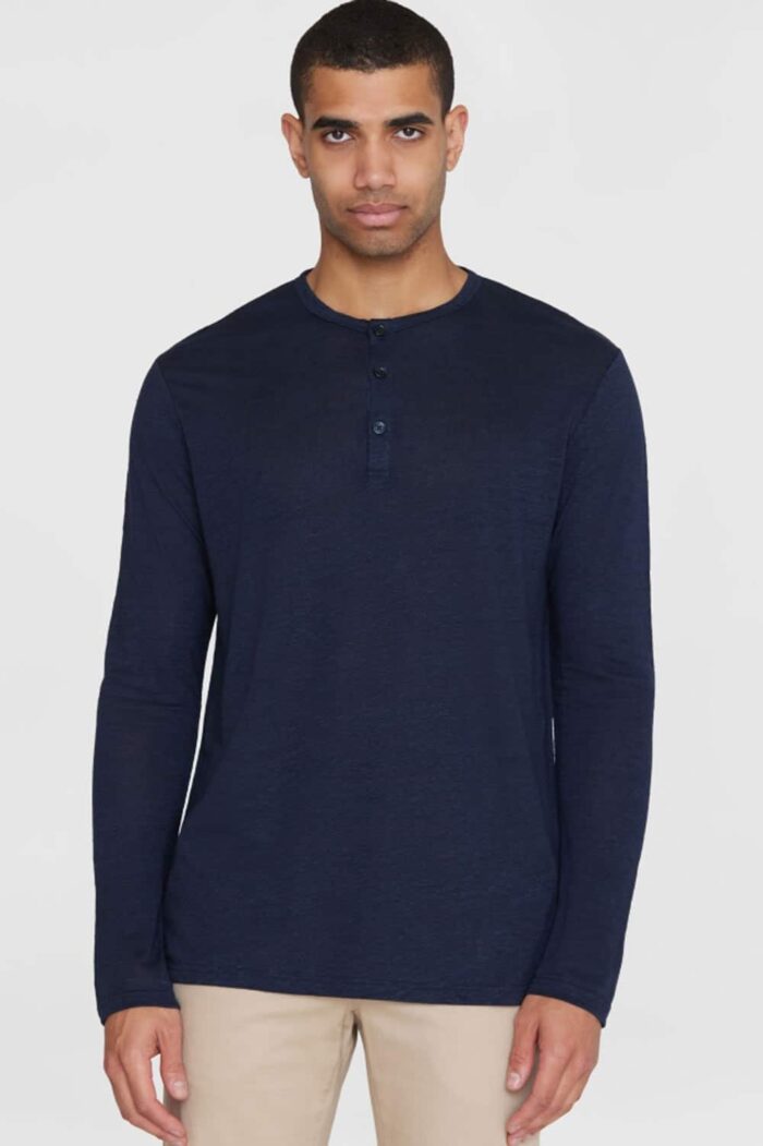 Linnen longsleeve met knoopjes - Afbeelding 2