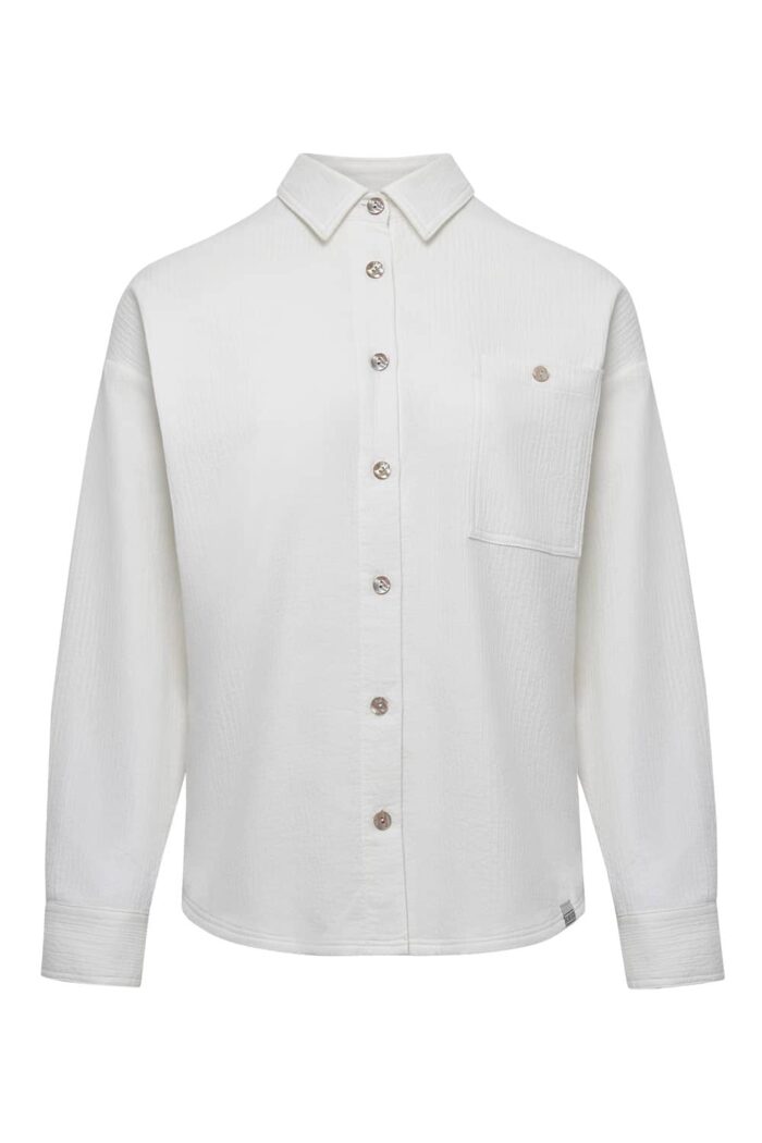 Biokatoenen blouse seersucker off-white