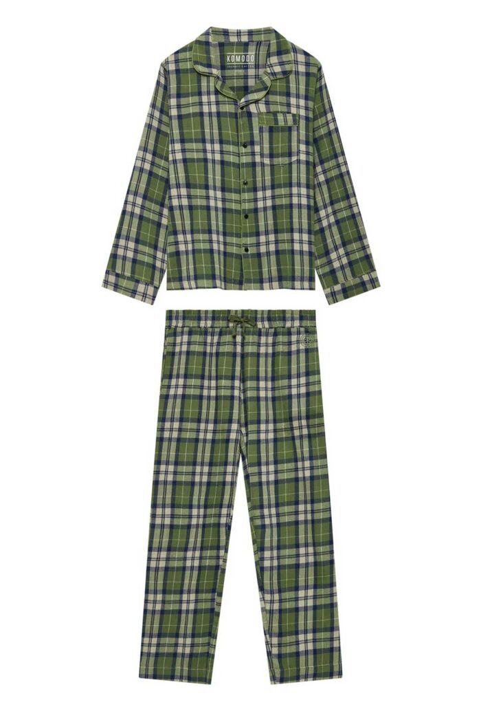 Unisex flanellen pyjama ruit groen