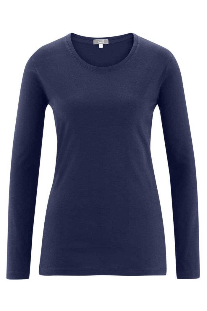 Dames lange mouwenshirt basic Donkerblauw