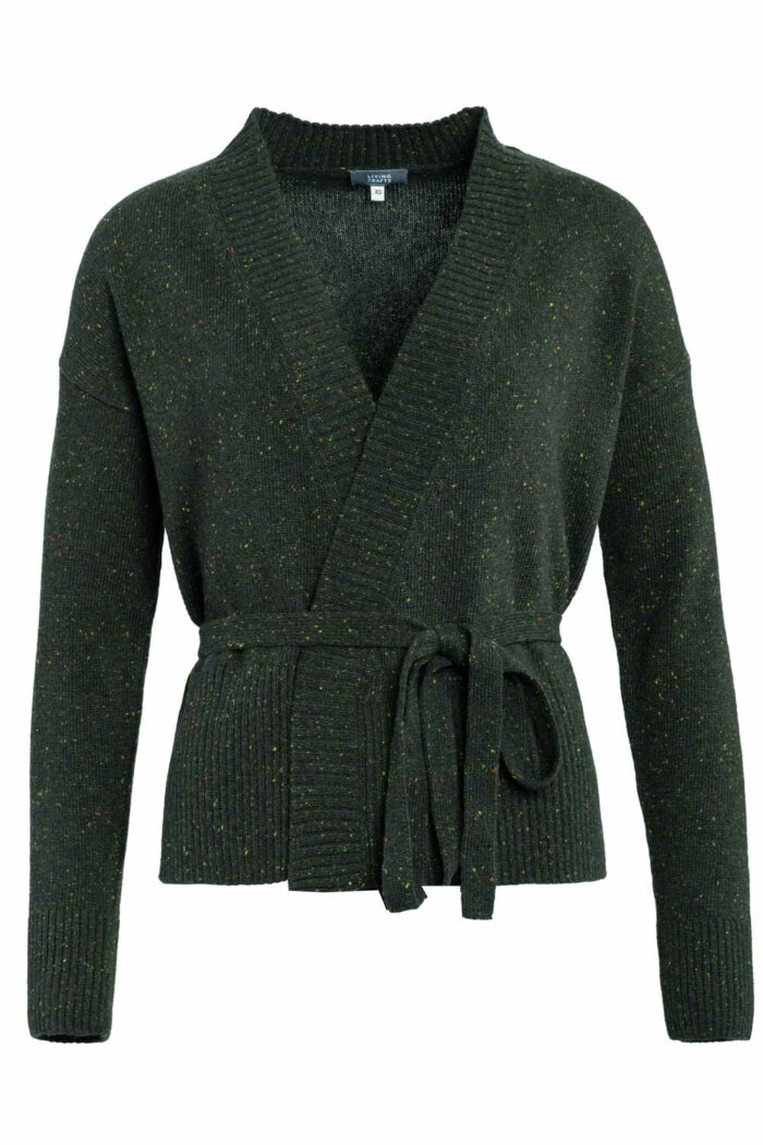 Wollen vest met ceintuur groen