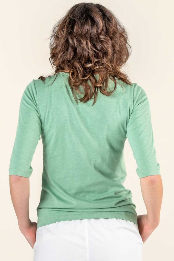 Boothals shirt driekwart mouw lichtgroen - Afbeelding 3