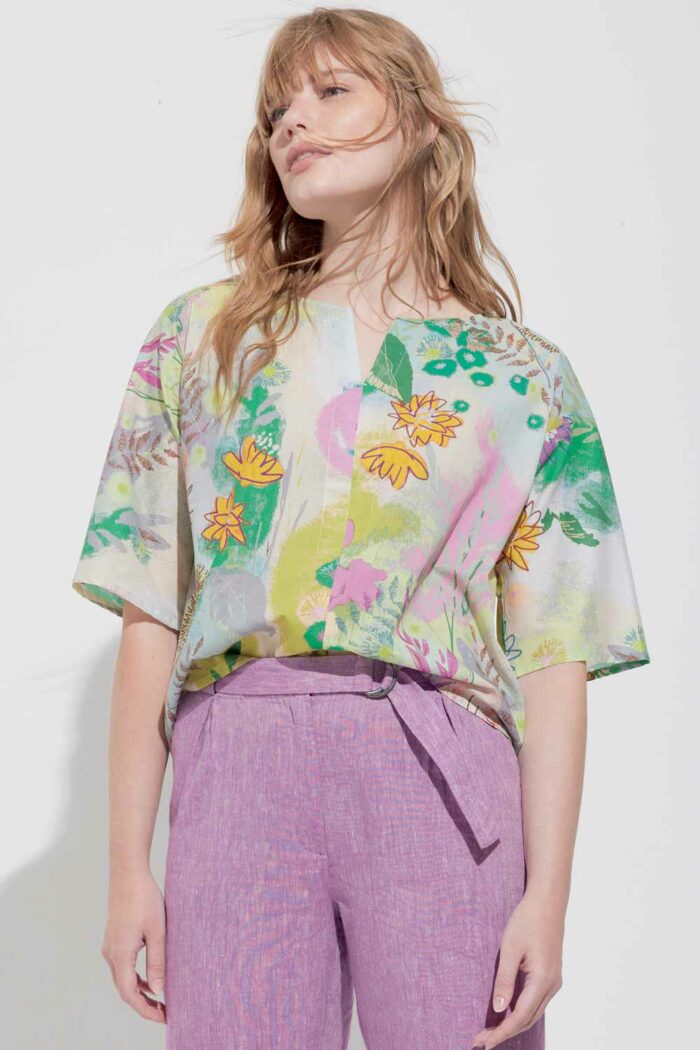 Voile blouse met print