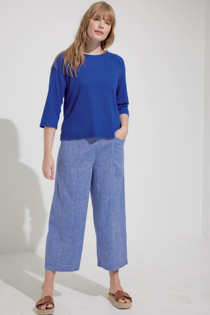 Zomerbroek linnen - biokatoen blauw