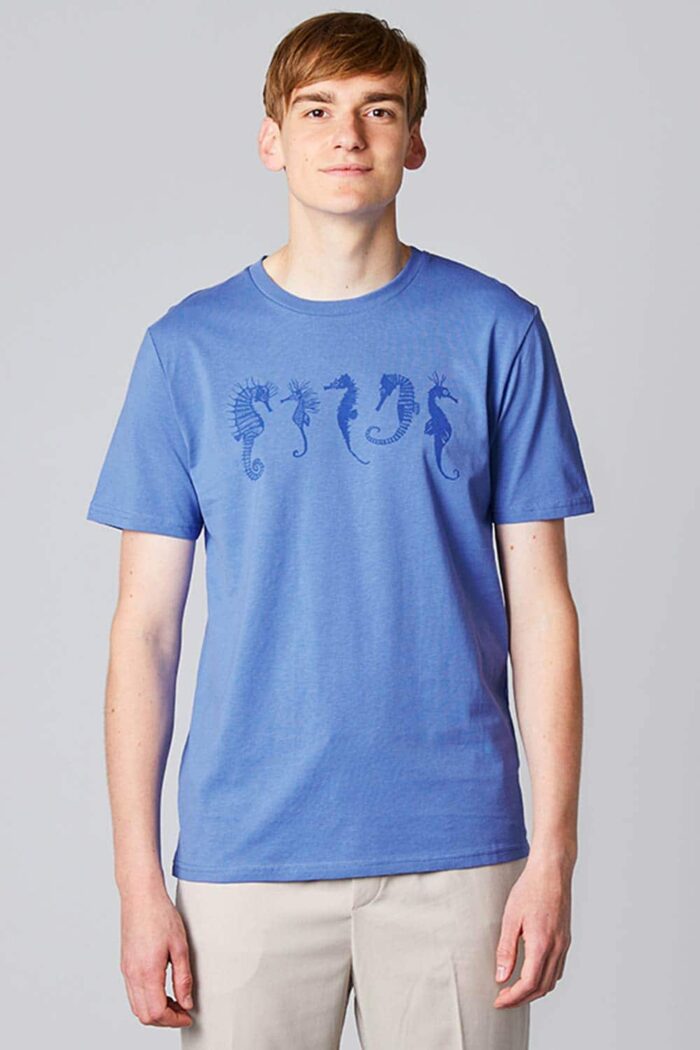 T-shirt met zeepaardjes familie blauw